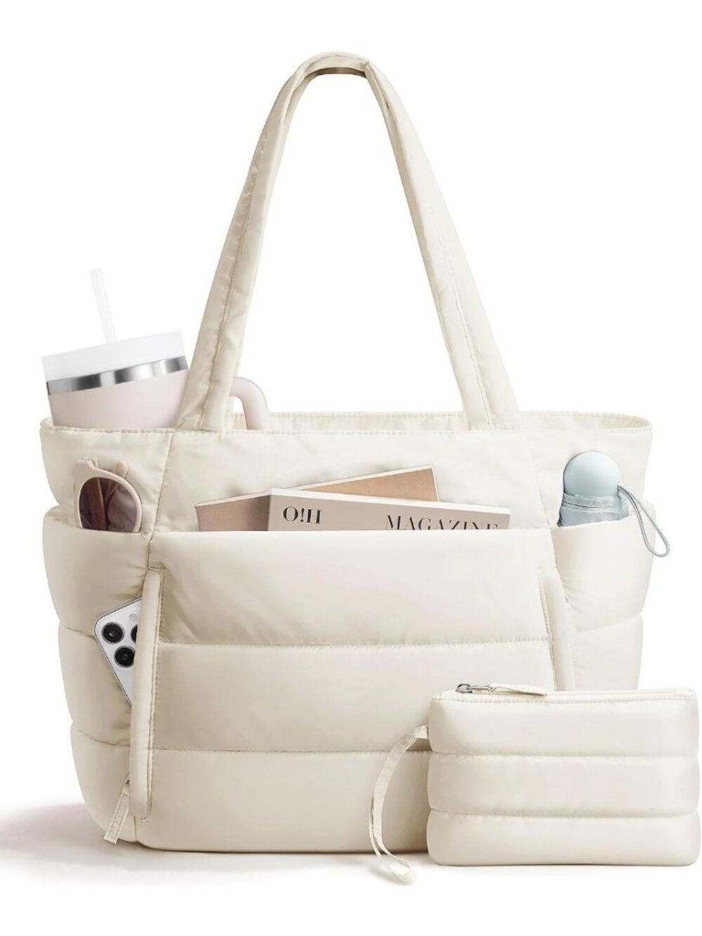 Lightweight Puffer Tote Bag for Women | Stylish Travel & Gym Work Bag